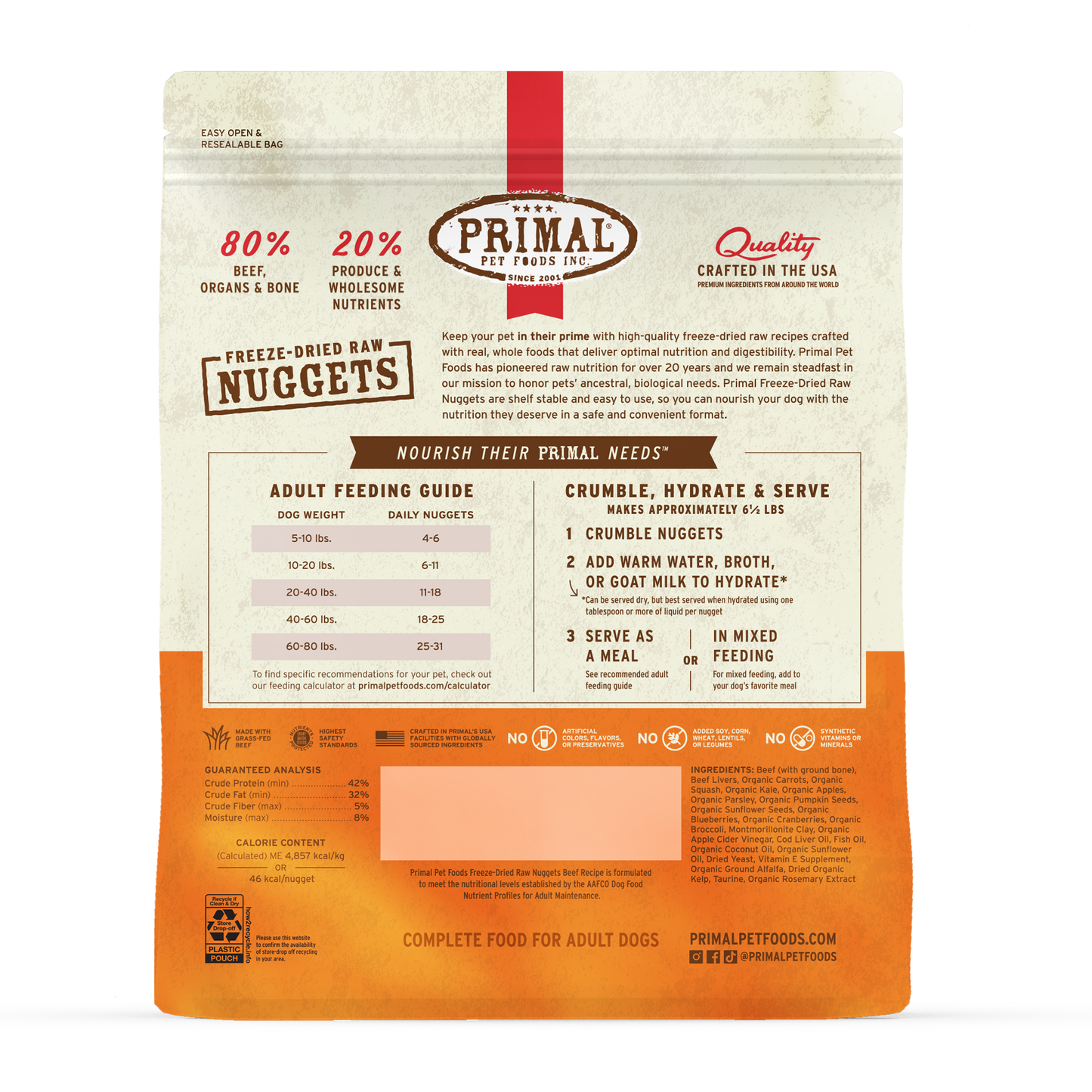 Freeze-Dried Raw Nuggets Dog Food - Beef Recipe