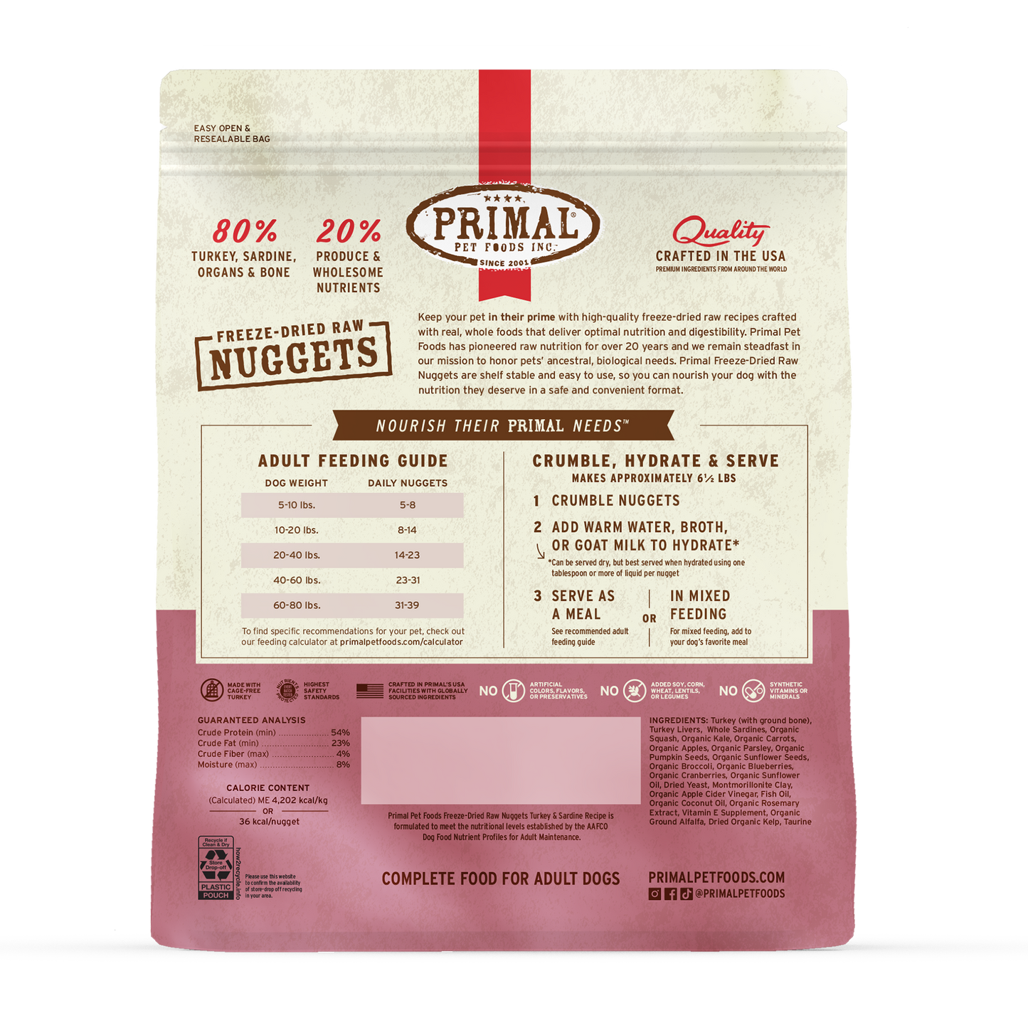 Freeze-Dried Raw Nuggets Dog Food - Turkey & Sardine Recipe
