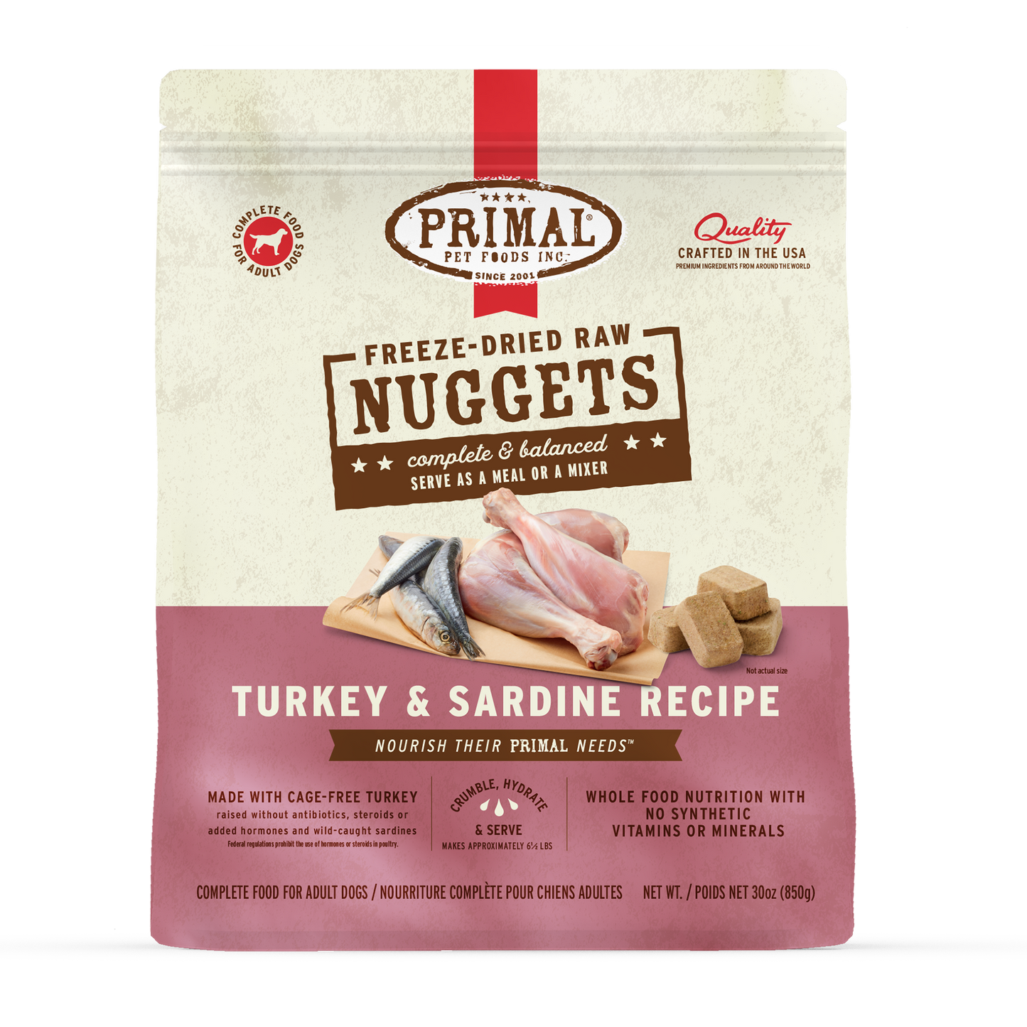 Freeze-Dried Raw Nuggets Dog Food - Turkey & Sardine Recipe