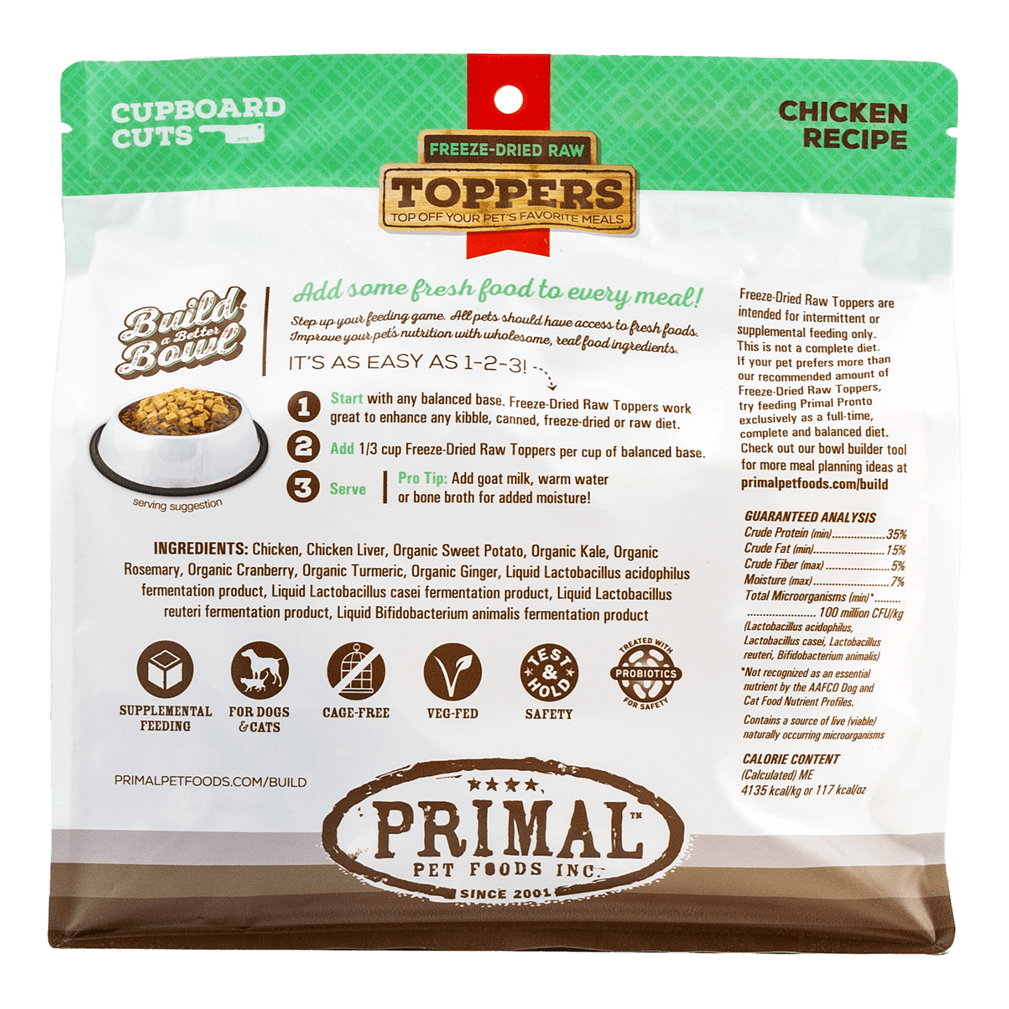 Cupboard Cuts Freeze-Dried Raw Toppers for Cat & Dog - Chicken Recipe
