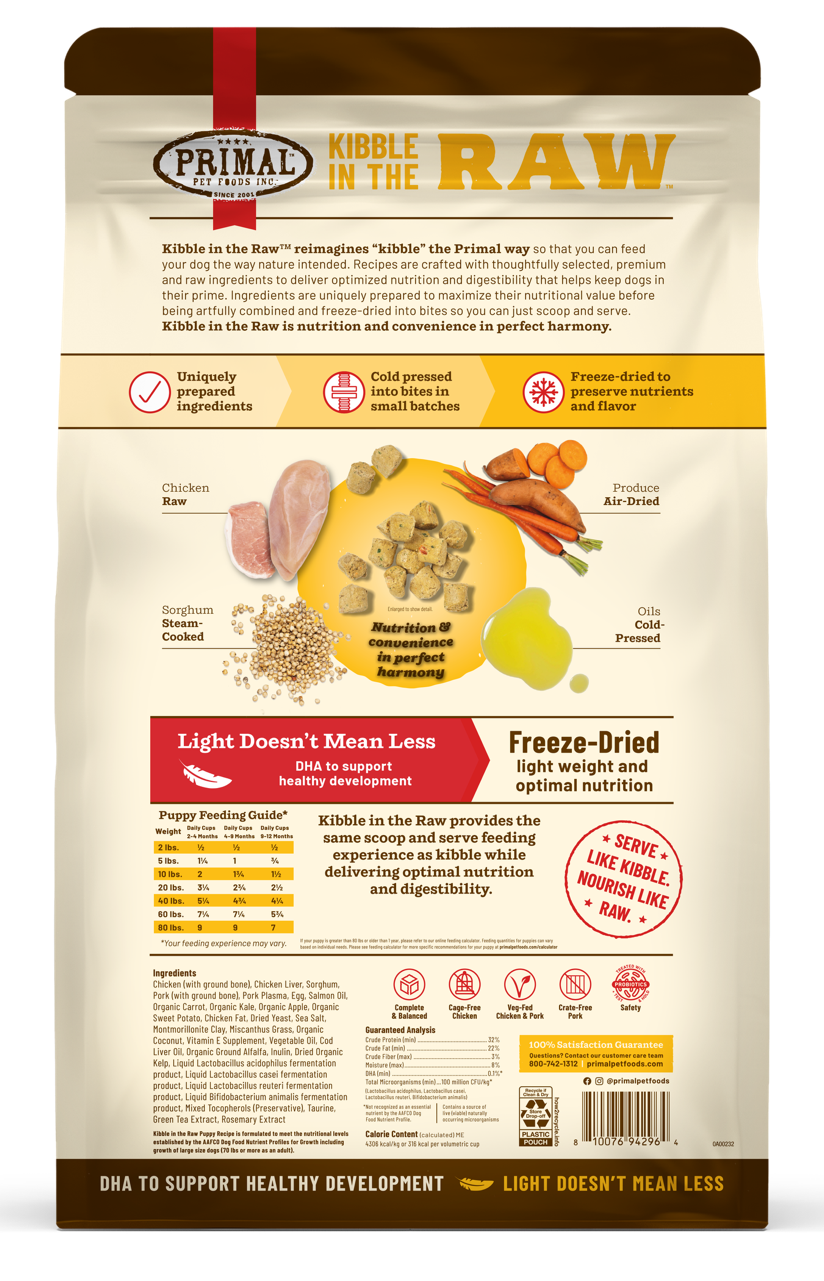 Kibble in the Raw Dog Food - Puppy Recipe