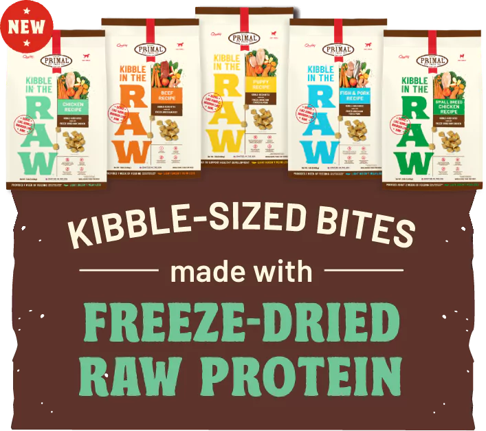 New kibble in the raw with multiple flavors. Kibble-sized bites made with freeze-dried raw protein