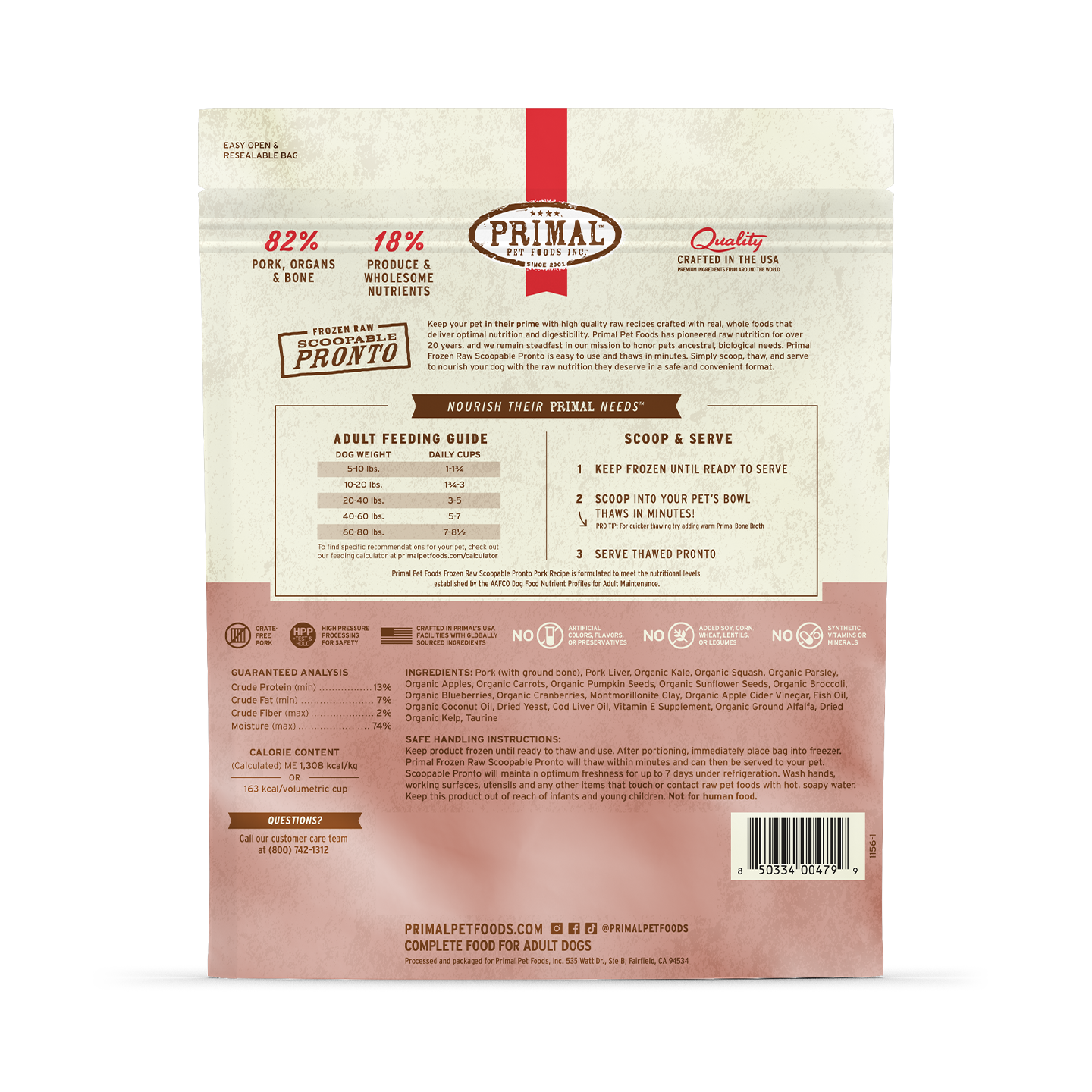 Frozen Raw Scoopable Pronto Dog Food - Pork Recipe