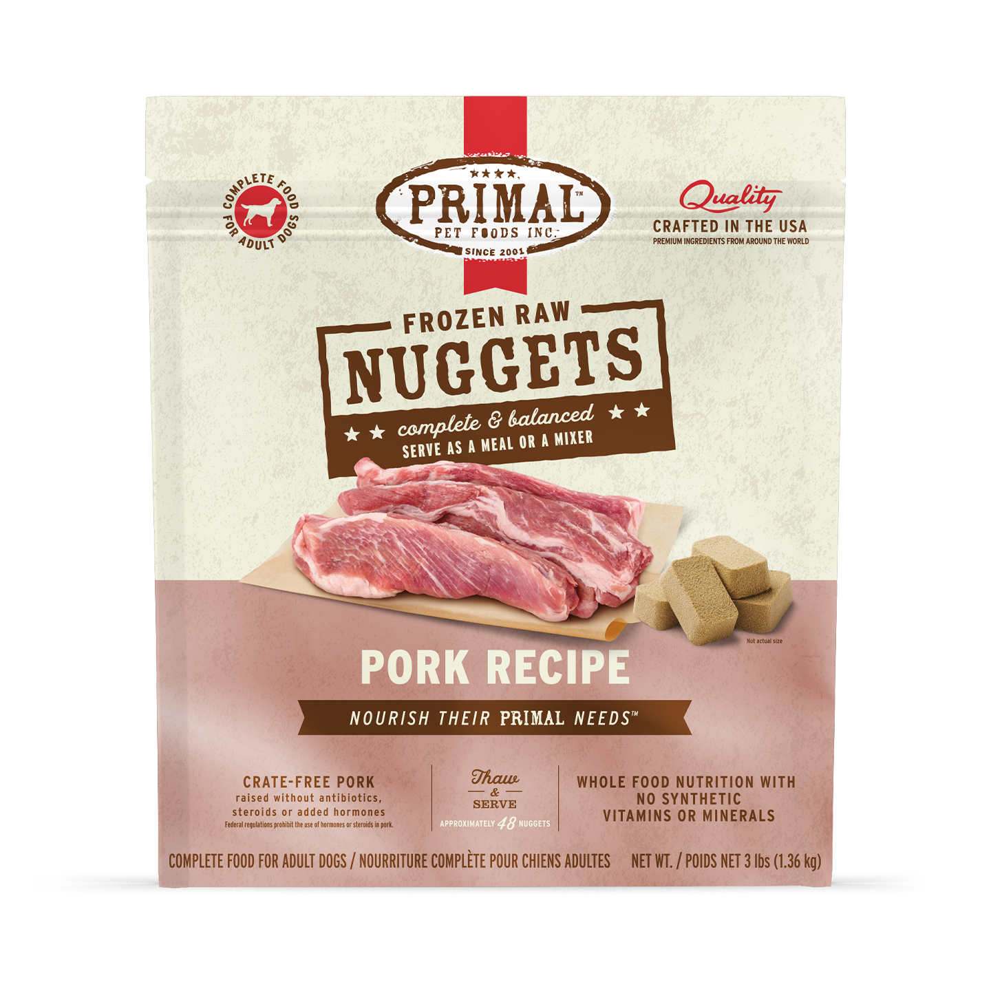 Frozen Raw Nuggets Dog Food - Pork Recipe