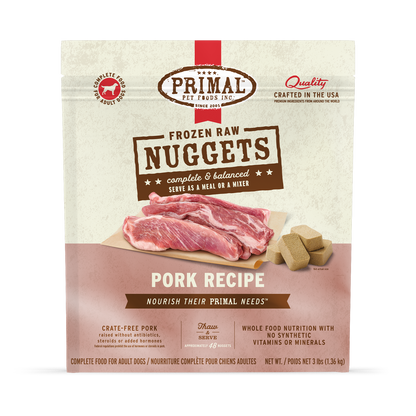 Frozen Raw Dog Food Nuggets Pork Recipe Primal Pet Foods