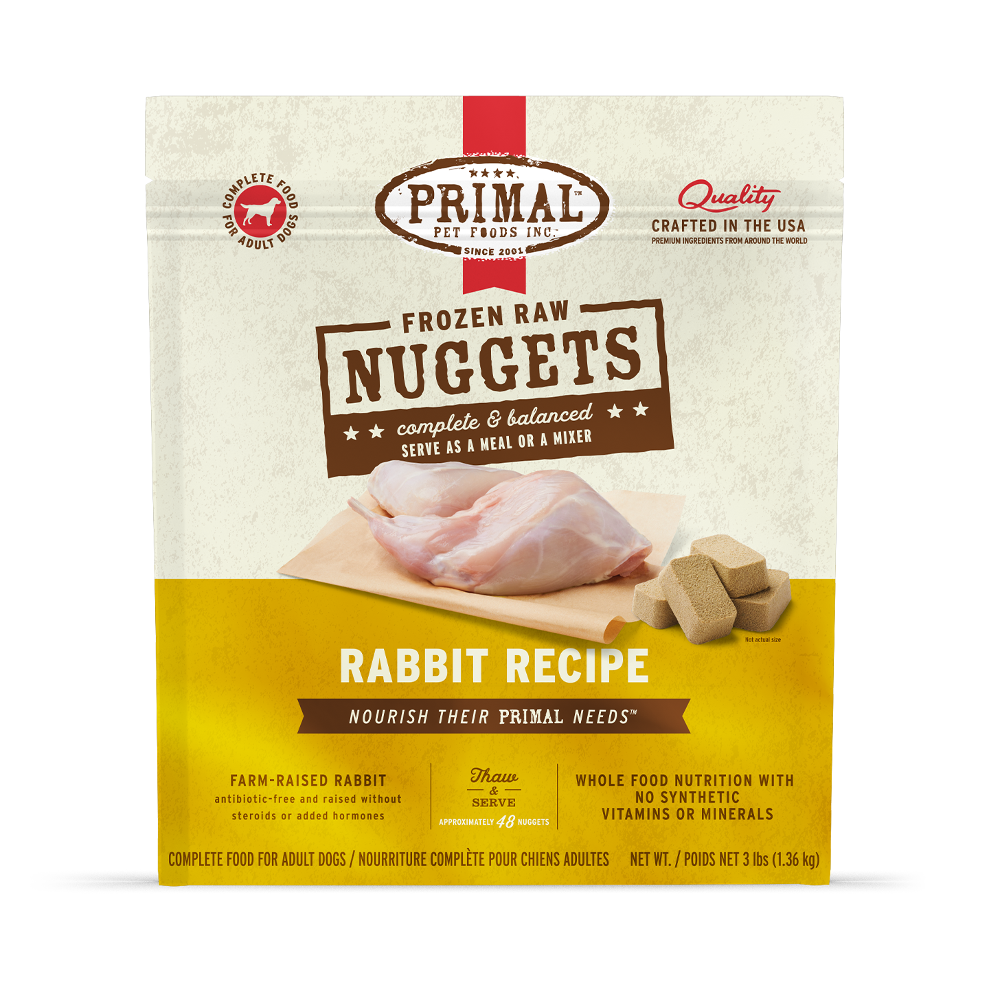 Frozen Raw Nuggets Dog Food - Rabbit Recipe