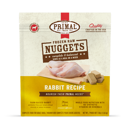 Frozen Raw Nuggets Dog Food - Rabbit Recipe