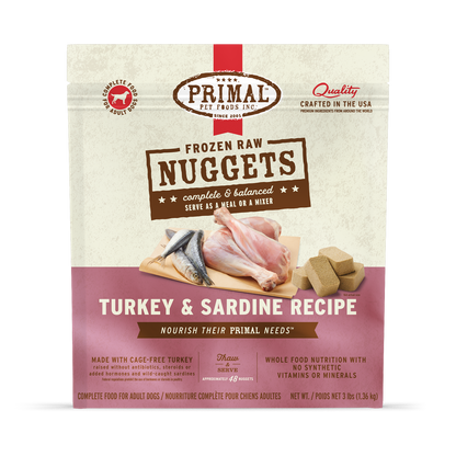 Frozen Raw Nuggets Dog Food - Turkey & Sardine Recipe