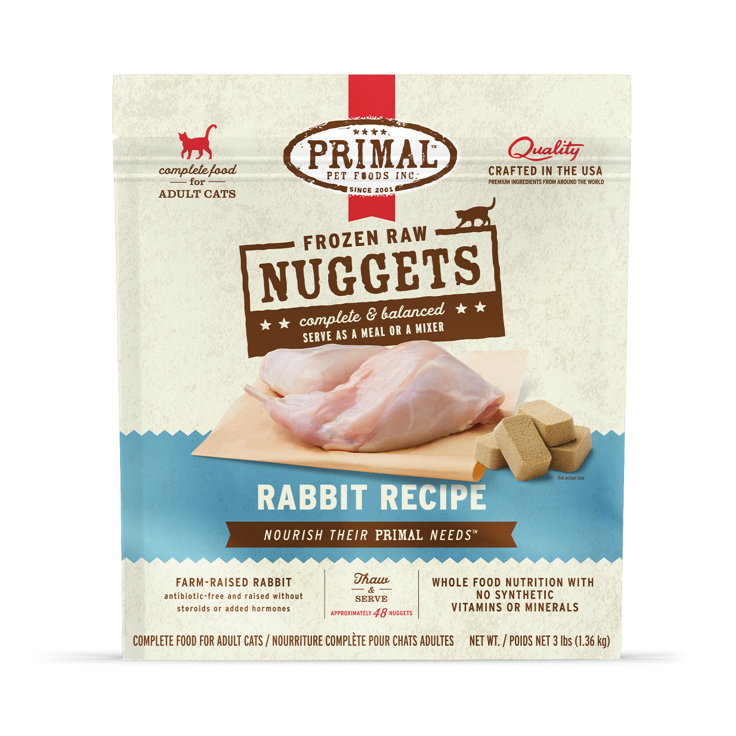 Frozen Raw Nuggets Cat Food <br> Rabbit Recipe