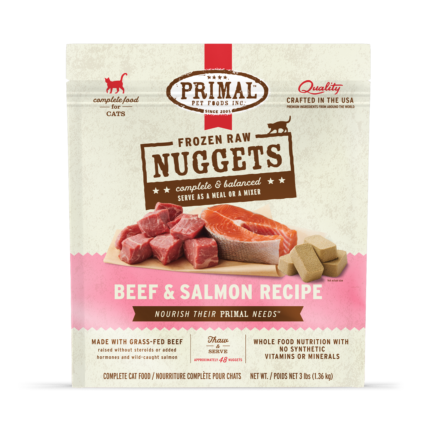 Frozen Raw Nuggets Cat Food - Beef & Salmon Recipe
