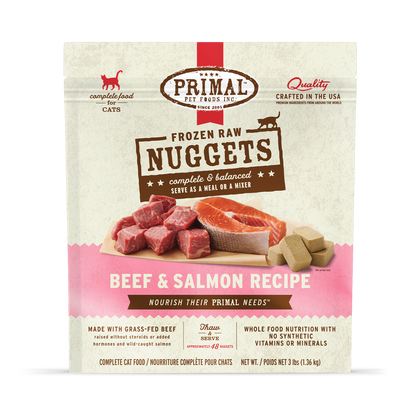 Frozen Raw Nuggets Cat Food - Beef & Salmon Recipe