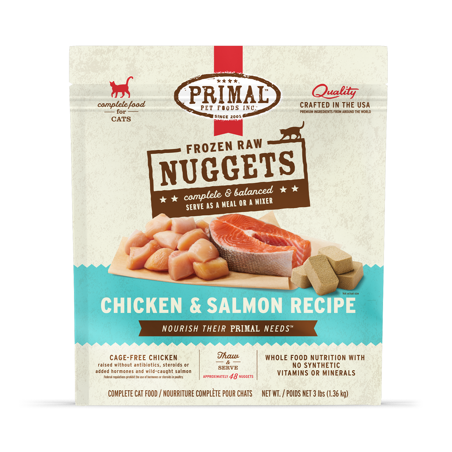 Frozen Raw Nuggets Cat Food - Chicken & Salmon Recipe