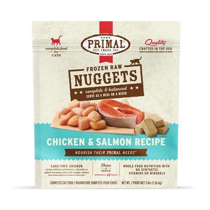 Frozen Raw Nuggets Cat Food - Chicken & Salmon Recipe