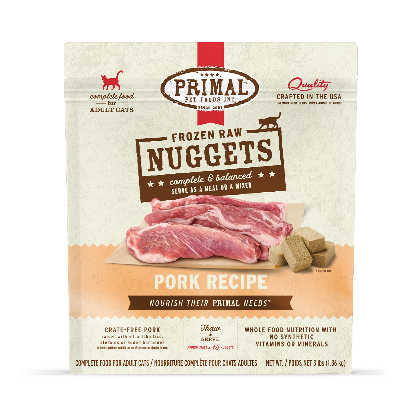 Frozen Raw Nuggets Cat Food - Pork Recipe