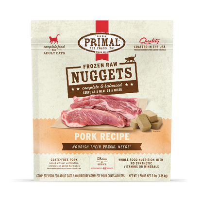 Frozen Raw Nuggets Cat Food - Pork Recipe