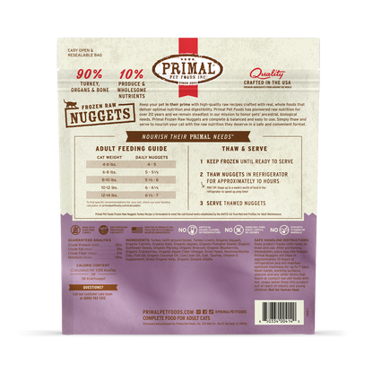 Frozen Raw Nuggets Cat Food - Turkey Recipe