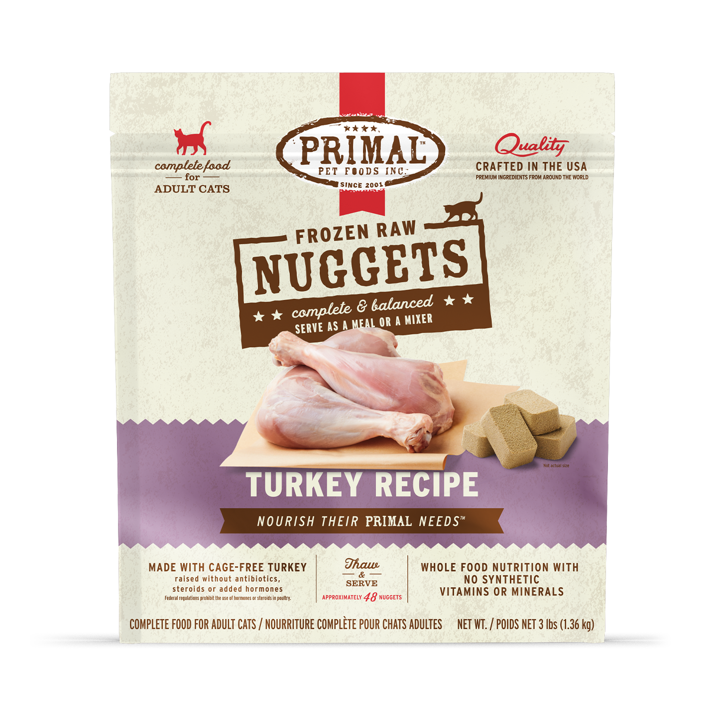 Frozen Raw Nuggets Cat Food - Turkey Recipe