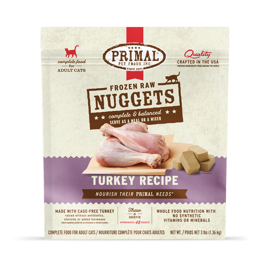 Frozen Raw Nuggets Cat Food - Turkey Recipe
