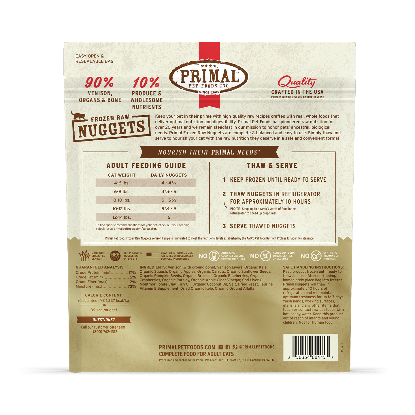 Primal venison cat clearance