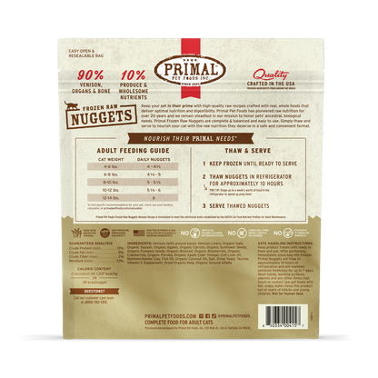 Frozen Raw Nuggets Cat Food - Venison Recipe