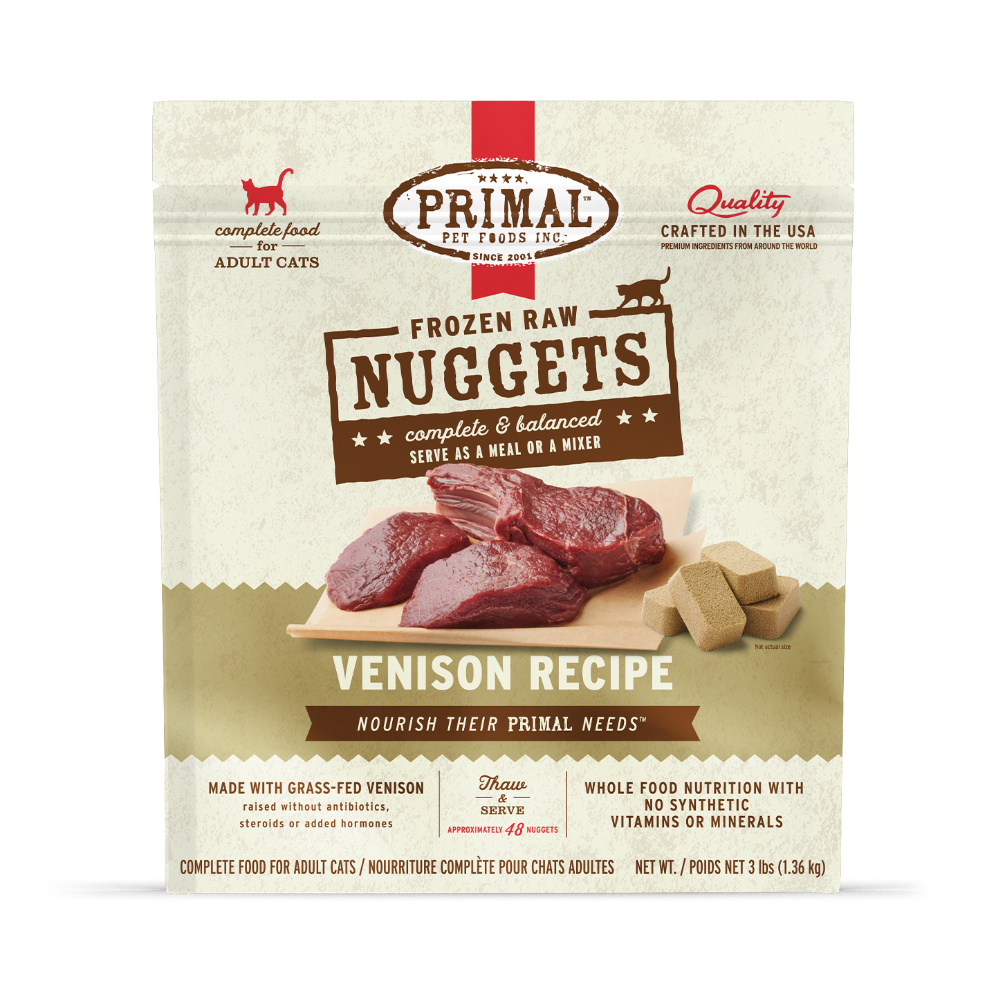 Frozen Raw Nuggets Cat Food - Venison Recipe