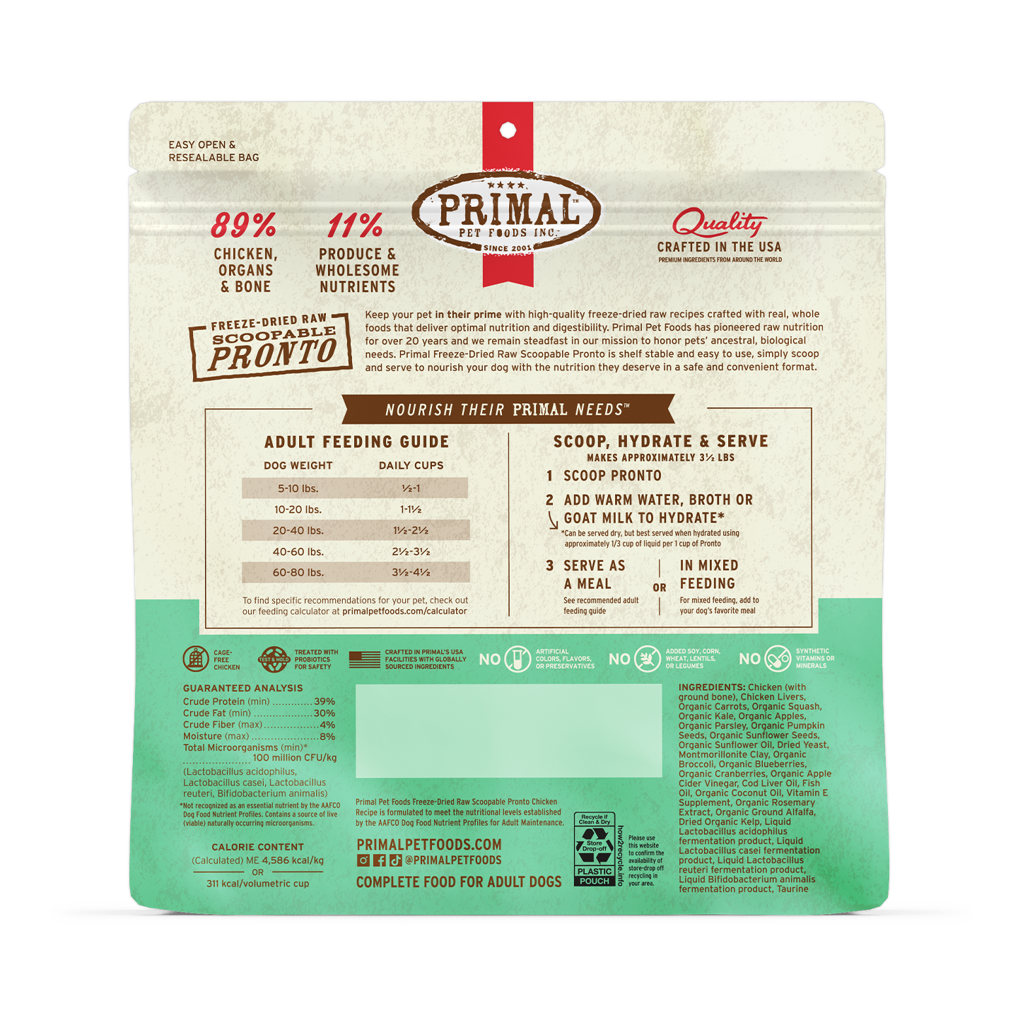 Freeze-Dried Raw Scoopable Pronto Dog Food - Chicken Recipe