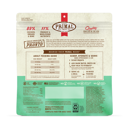 Freeze-Dried Raw Scoopable Pronto Dog Food - Chicken Recipe
