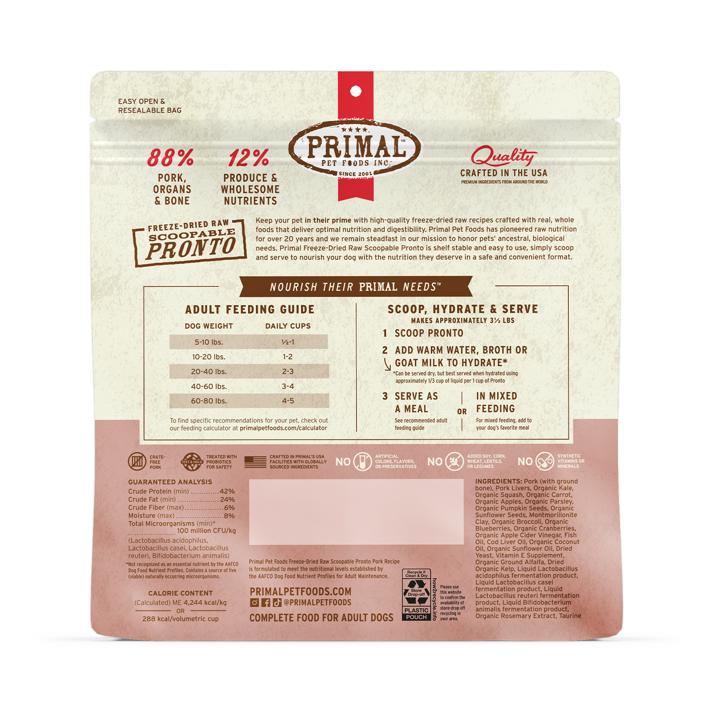 Freeze-Dried Raw Scoopable Pronto Dog Food - Pork Recipe