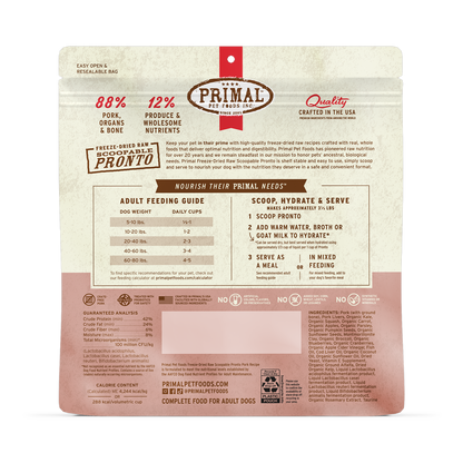 Freeze-Dried Raw Scoopable Pronto Dog Food - Pork Recipe