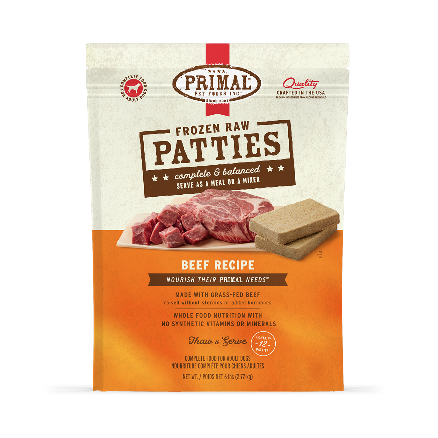 Frozen Raw Patties Dog Food <br> Beef Recipe