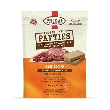 Frozen Raw Patties Dog Food <br> Beef Recipe