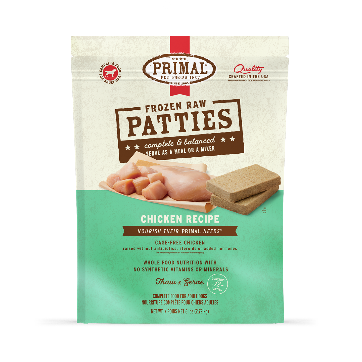 Frozen Raw Patties Dog Food <br> Chicken Recipe