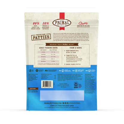 Frozen Raw Patties Dog Food - Duck Recipe