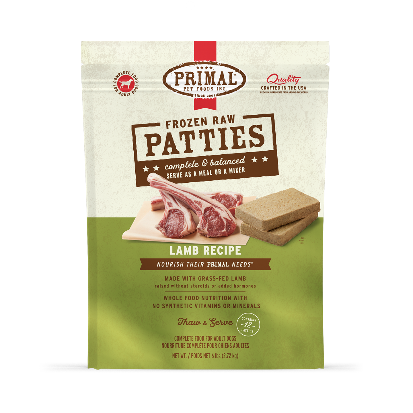 Frozen Raw Patties Dog Food - Lamb Recipe