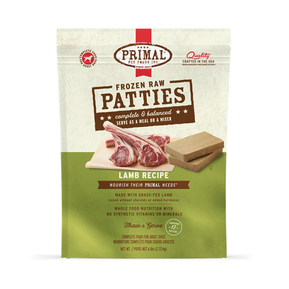 Frozen Raw Patties Dog Food - Lamb Recipe