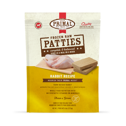 Frozen Raw Patties Dog Food <br> Rabbit Recipe