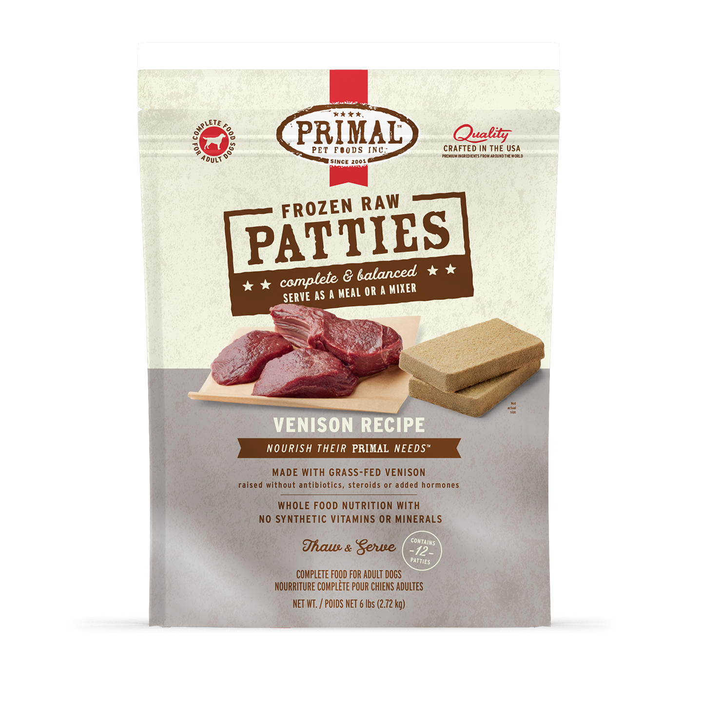 Frozen Raw Patties Dog Food <br> Venison Recipe