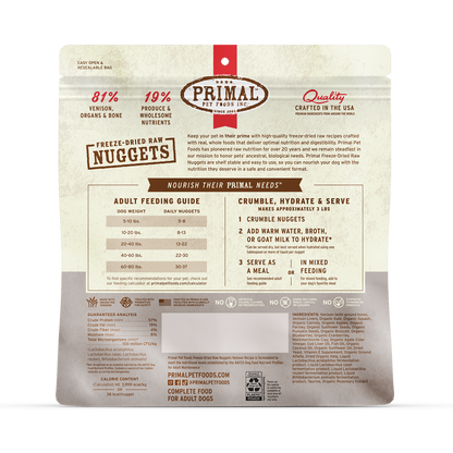 Freeze-Dried Raw Nuggets Dog Food <br> Venison Recipe