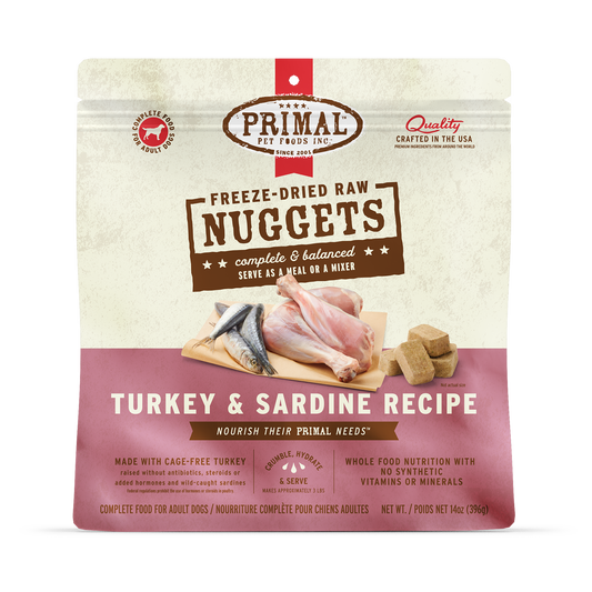 Freeze-Dried Raw Nuggets Dog Food <br> Turkey & Sardine Recipe