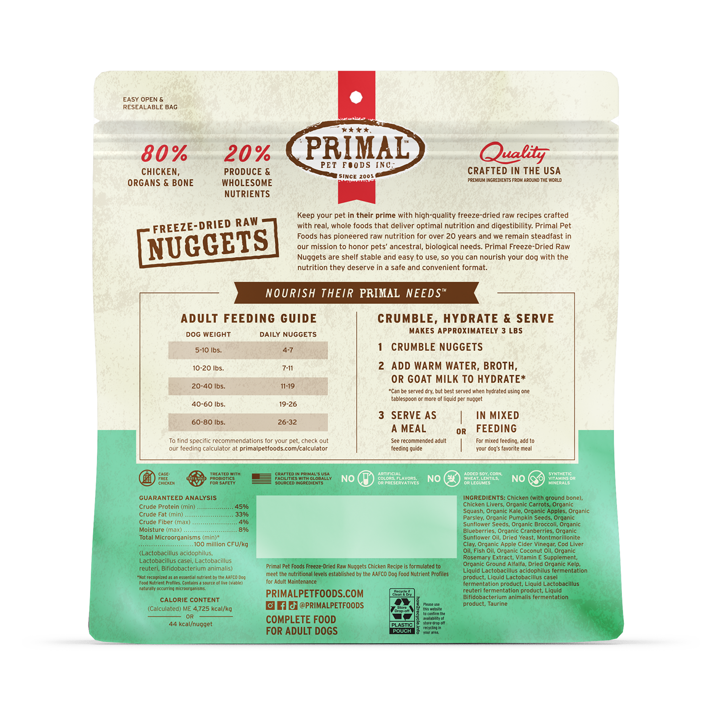 Freeze-Dried Raw Nuggets Dog Food <br> Chicken Recipe