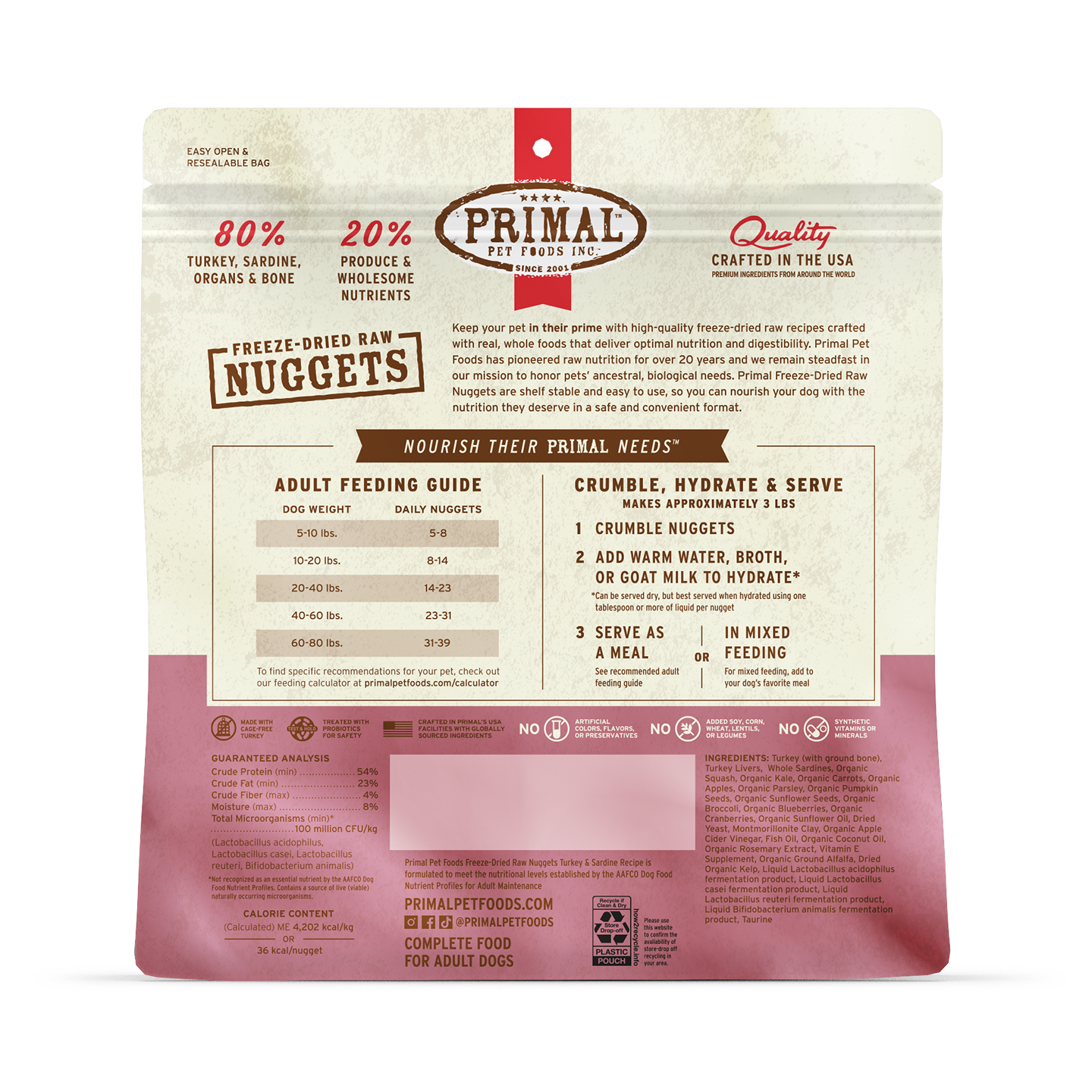 Freeze-Dried Raw Nuggets Dog Food <br> Turkey & Sardine Recipe