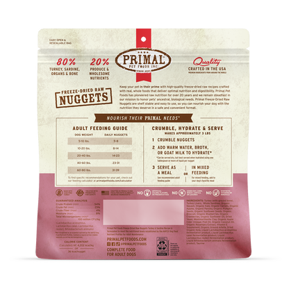 Freeze-Dried Raw Nuggets Dog Food <br> Turkey & Sardine Recipe