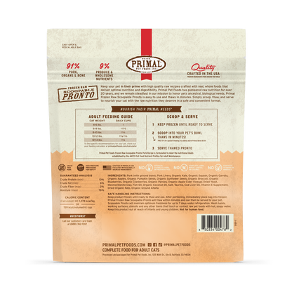 Frozen Raw Scoopable Pronto Cat Food - Pork Recipe