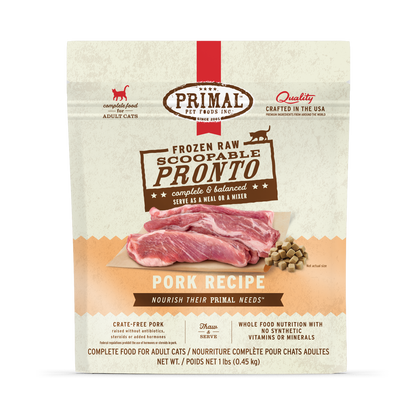 Frozen Raw Scoopable Pronto Cat Food - Pork Recipe
