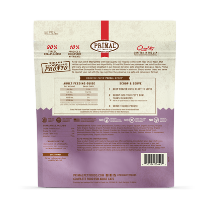 Frozen Raw Scoopable Pronto Cat Food <br> Turkey Recipe