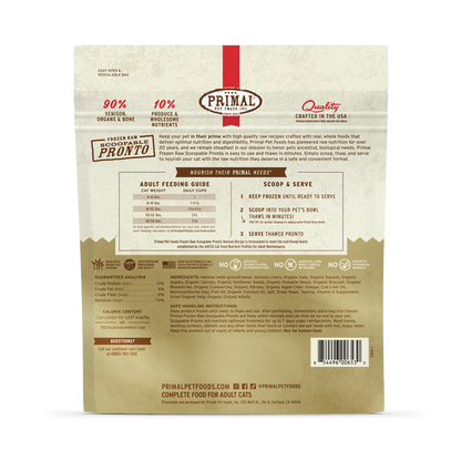 Frozen Raw Scoopable Pronto Cat Food - Venison Recipe