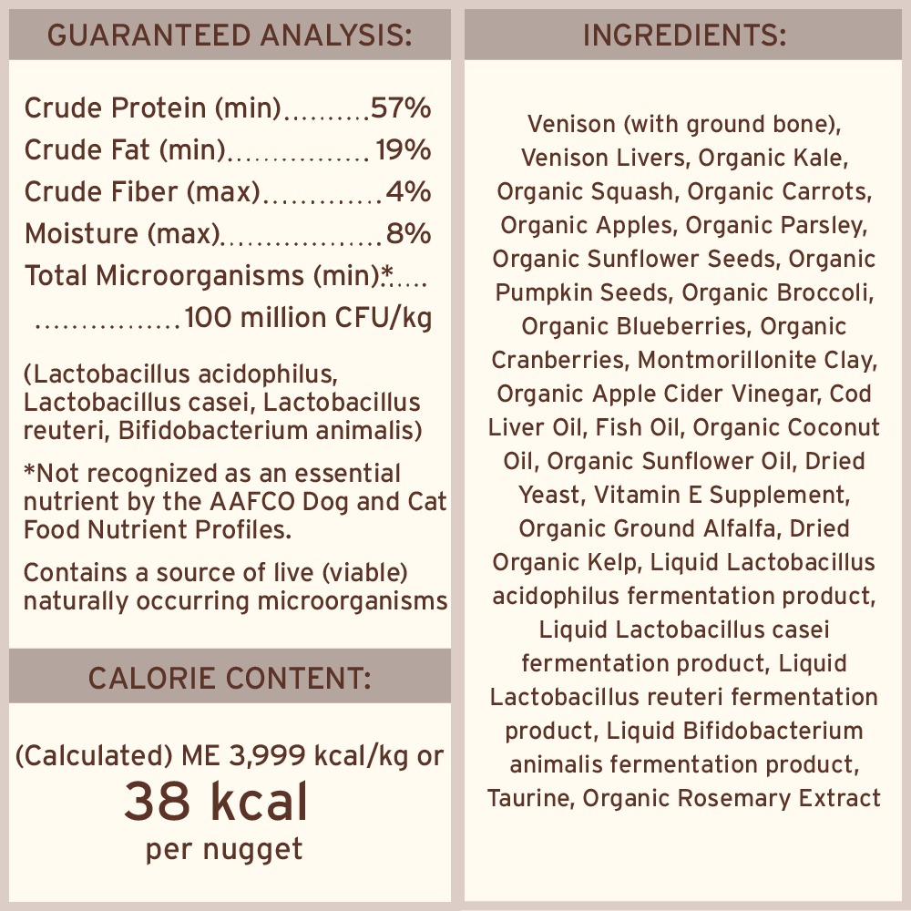 Freeze-Dried Raw Nuggets Dog Food <br> Venison Recipe