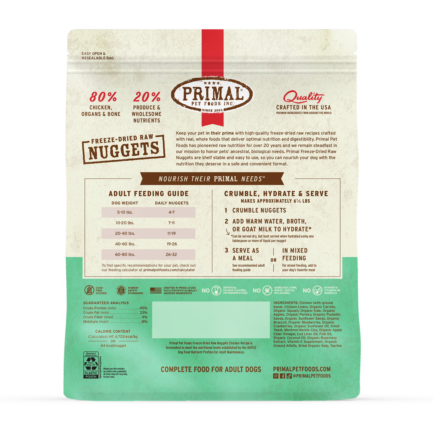 Freeze-Dried Raw Nuggets Dog Food - Chicken Recipe