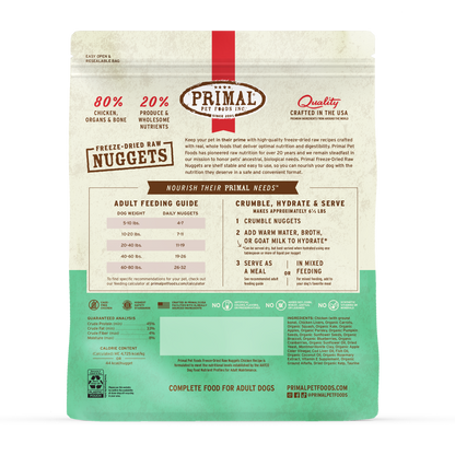Freeze-Dried Raw Nuggets Dog Food - Chicken Recipe