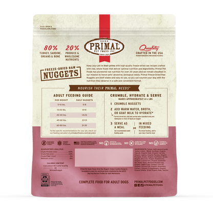 Freeze-Dried Raw Nuggets Dog Food - Turkey & Sardine Recipe